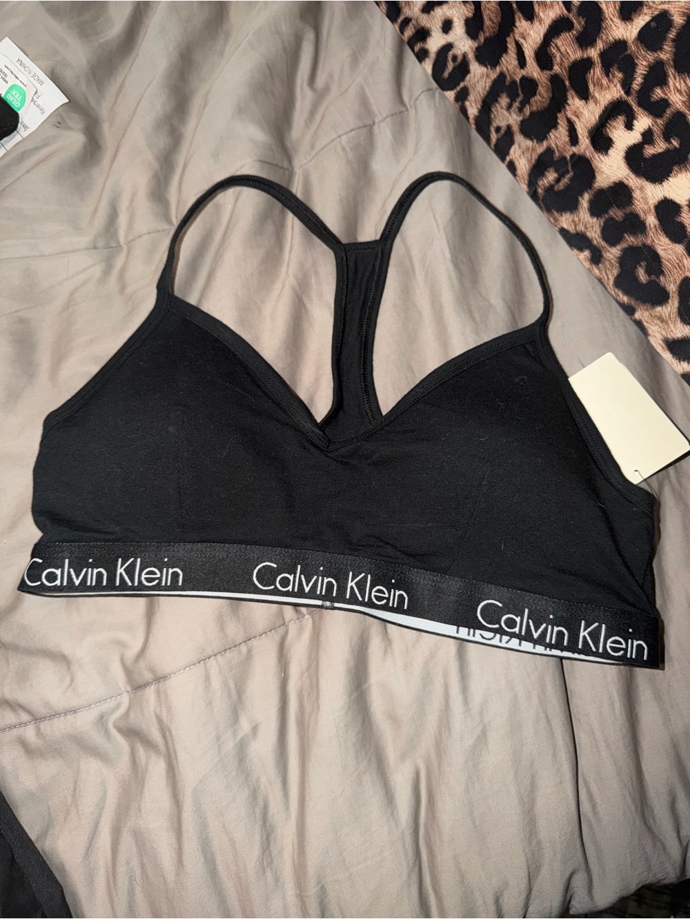 Calvin Klein Black Logo Band Racerback Bralette